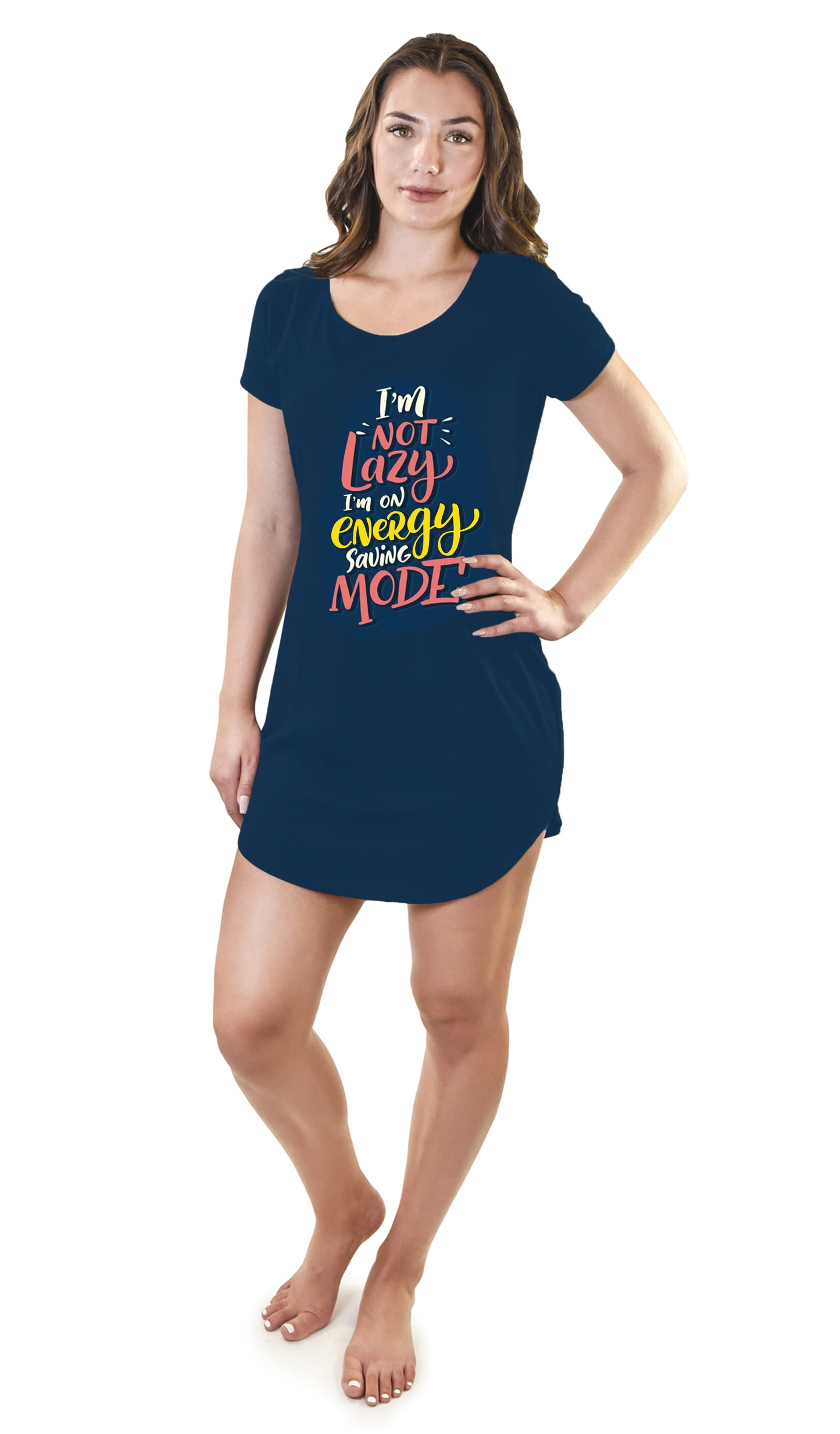 Young USA® Women's Sleepwear Cute Printed Cotton Sleep Shirts Short Sleeve Scoop Neck Nightgown