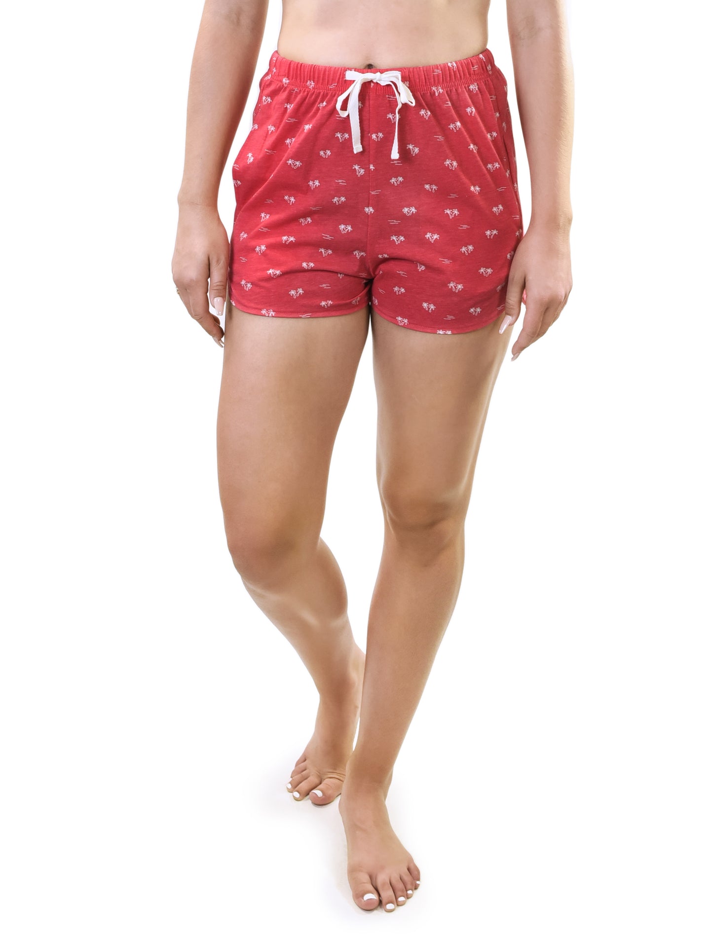 Young USA® Ladies Lounge Shorts in Pink with Palm Trees