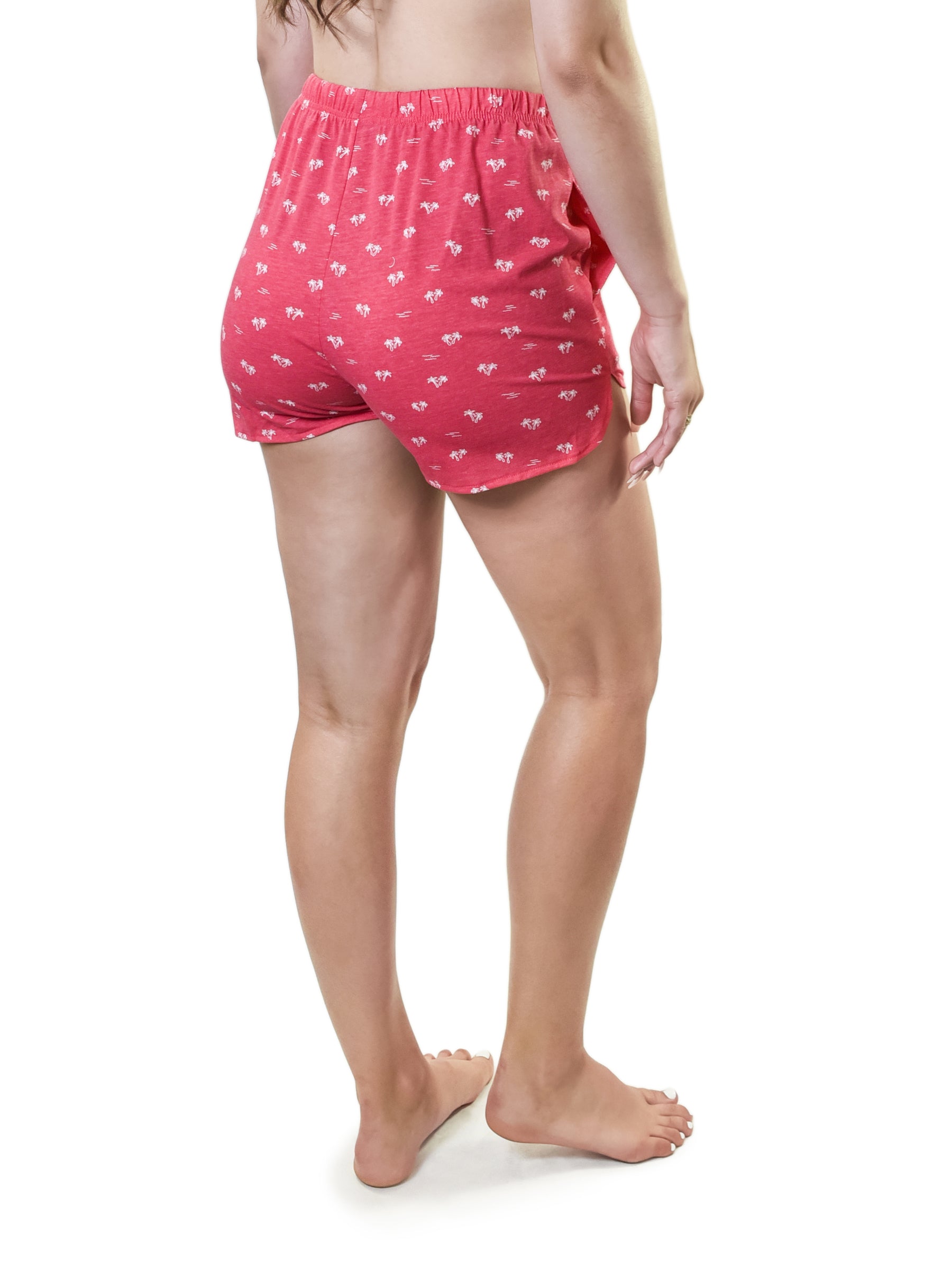 Young USA® Ladies Lounge Shorts in Pink with Palm Trees
