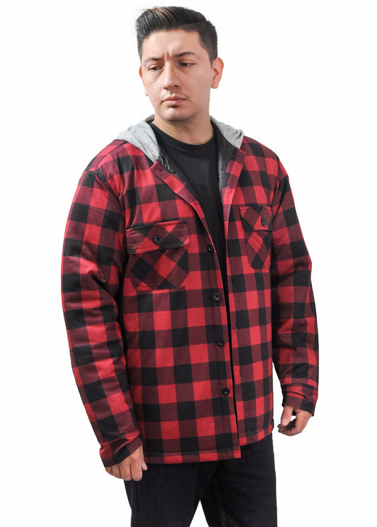 Young USA® Men's 100% Polyester Jacket with Hood, Plaid Flannel