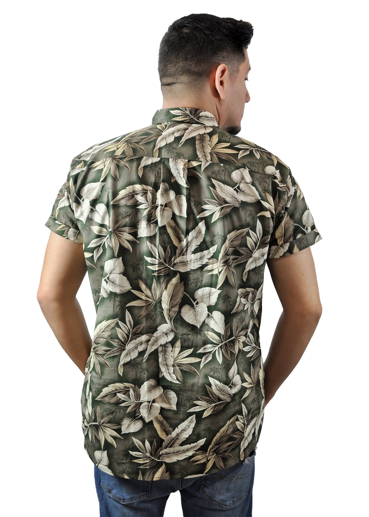 Men's Hawaiian Shirt, Feather Leaves, Back