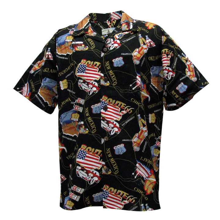 Men's Vintage Hawaiian Shirt, Route 66