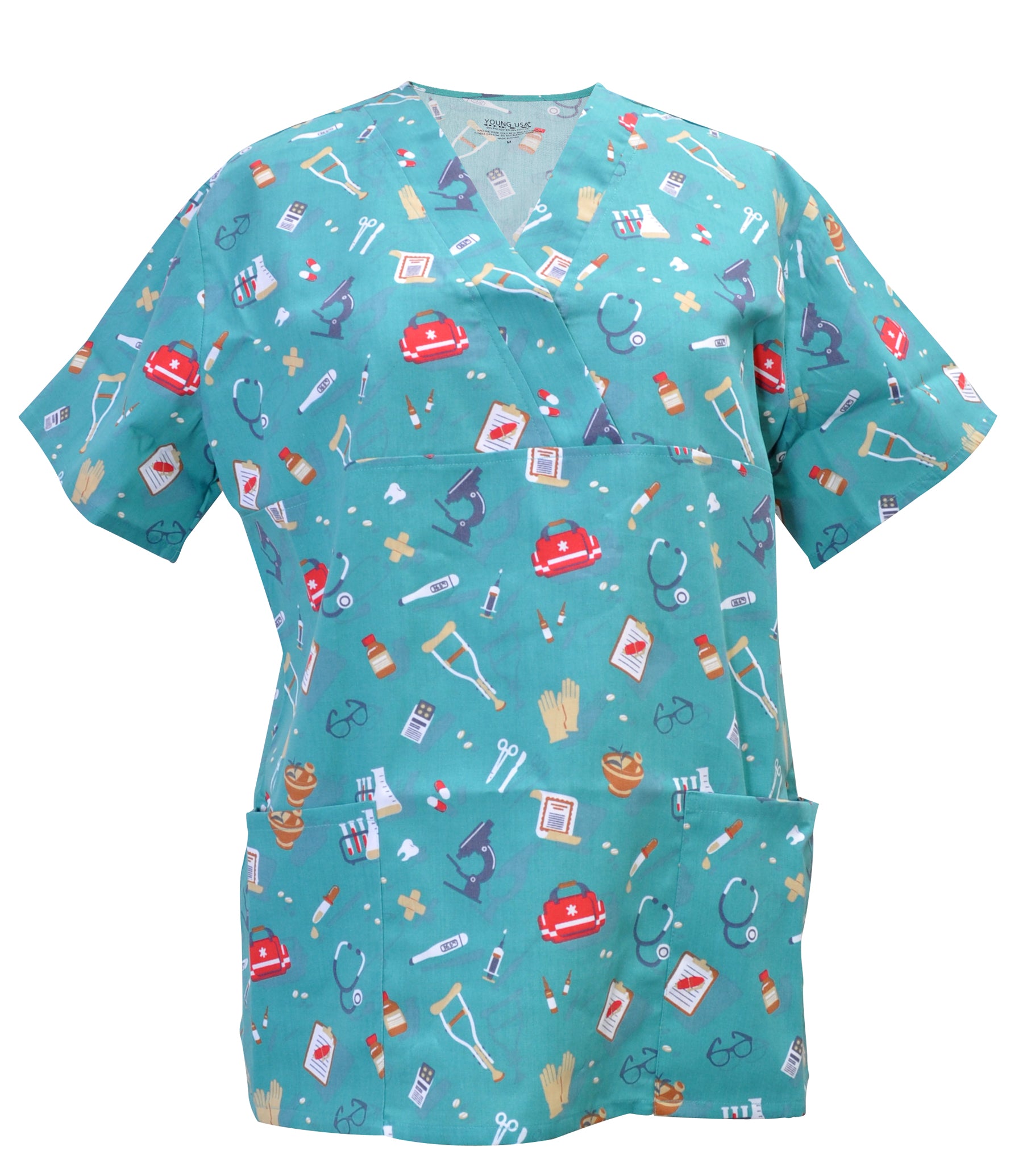 Young USA Ladies Scrub Top in Turquoise