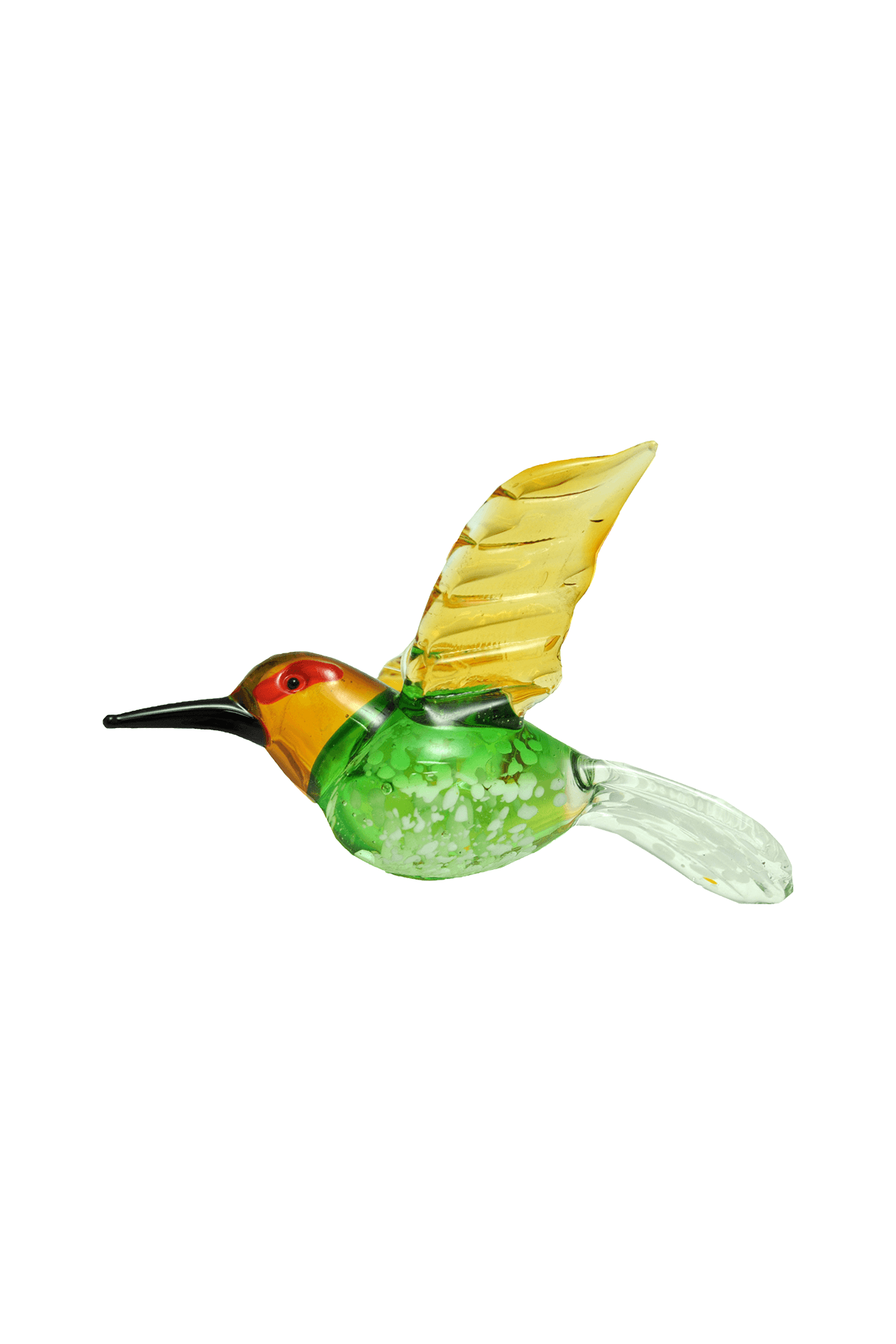 Crystal Castle Glass hummingbird in Yellow, Green and Orange.