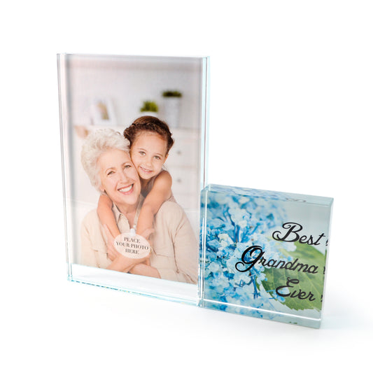 Mother's Day Glass Photo Frame "Best Grandma Ever" by Crystal Castle