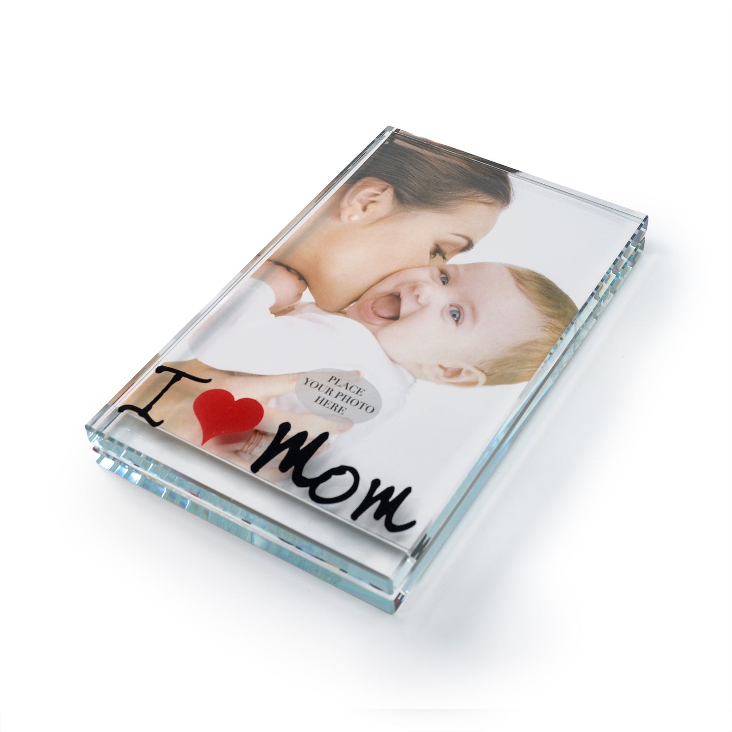 Mother's Day Glass Photo Frame "I Love Mom" By Crystal Castle