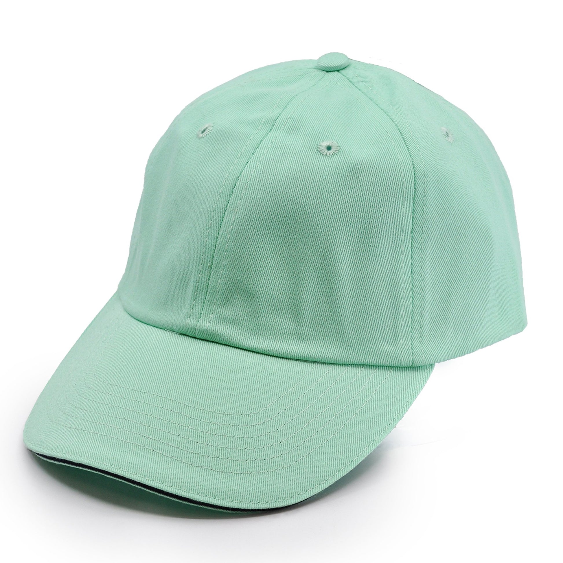 River Beach 100% Cotton Unisex Sports Cap, in color Mint Green. Front View.
