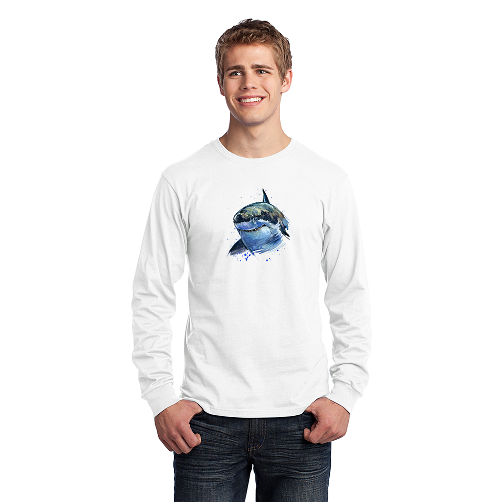 Men's Long Sleeve Jersey T-Shirt. Shark.