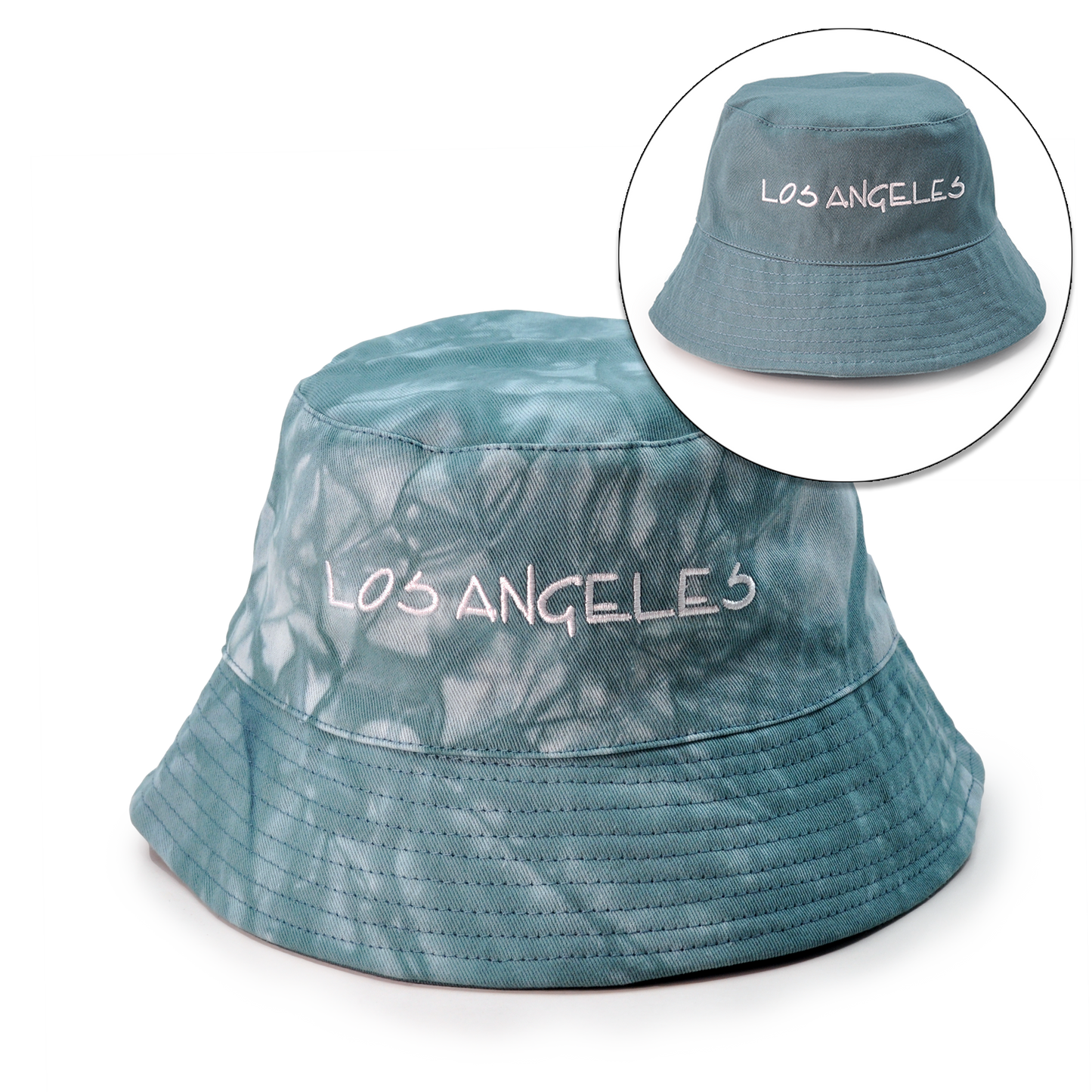 Reversible Your Beach City Unisex 100% Cotton Packable Summer Travel Bucket Beach Sun Hat Outdoor Cap. (Tie Dye Green/Green)