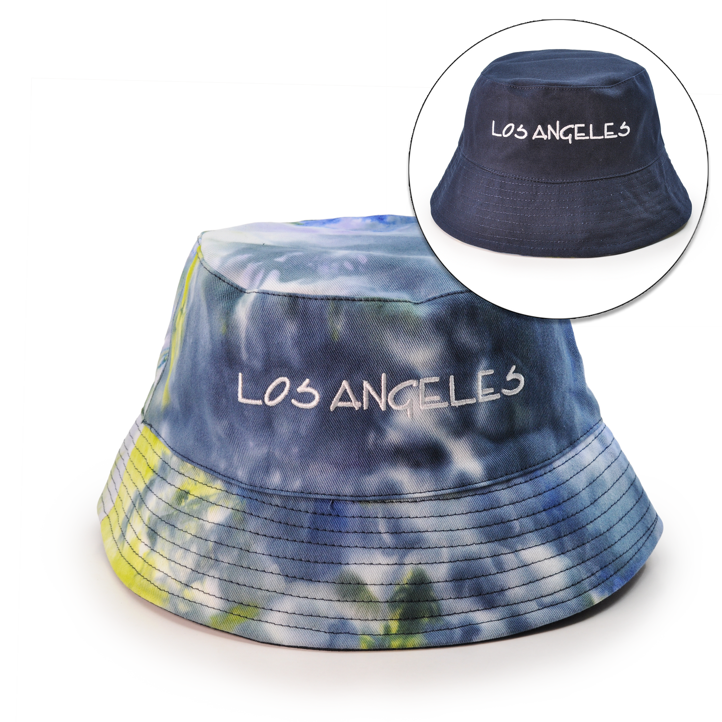 RIVER BEACH®-Reversible Los Angeles Unisex 100% Cotton Packable Summer Travel Tye Dye Bucket Beach Sun Hat Outdoor Cap