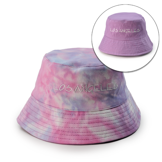 Reversible Your Beach City Unisex 100% Cotton Packable Summer Travel Bucket Beach Sun Hat Outdoor Cap. (Tie Dye Pink/Pink)