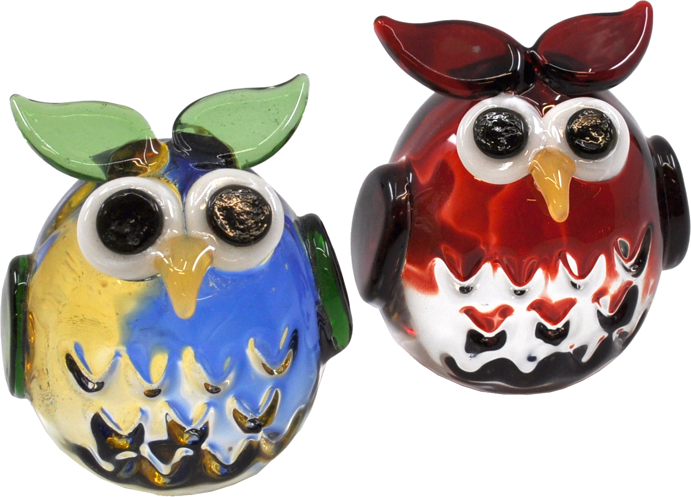 Crystal Castle Blown Glass Owl Figurines. Both Colors available, Red and Green