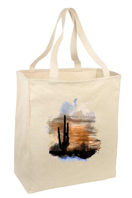 Over the Shoulder Beach Summer Tote Bag. Durable 100% Cotton and 22" Long Handle Shopping Bag. (Desert)