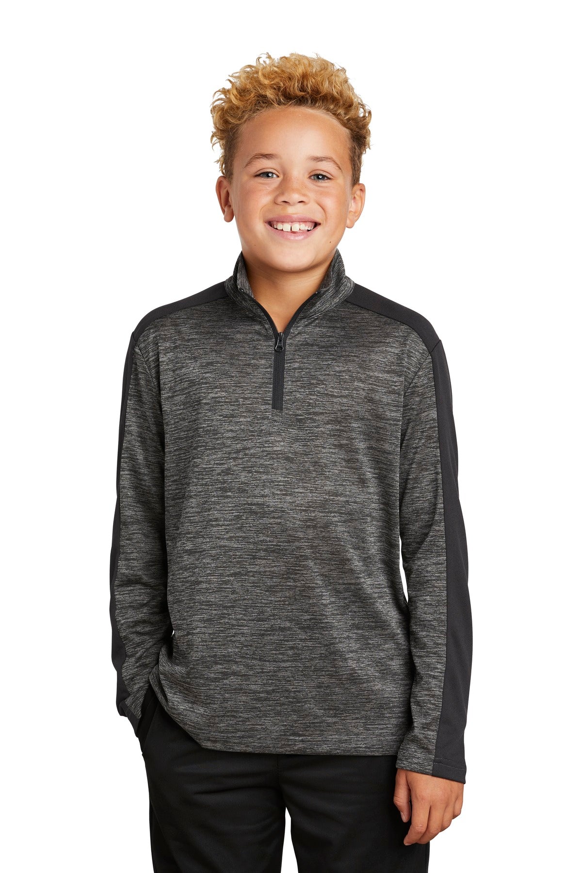 Sport-Tek ® Youth PosiCharge ® Electric Heather Colorblock 1/4-Zip Pullover. YST397