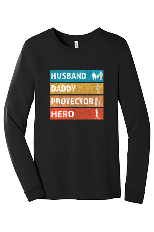 Husband Daddy Protector Hero Unisex Jersey Long Sleeve Tee
