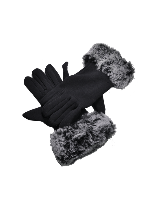 Ladies Knitted Fur Trimmed Gloves